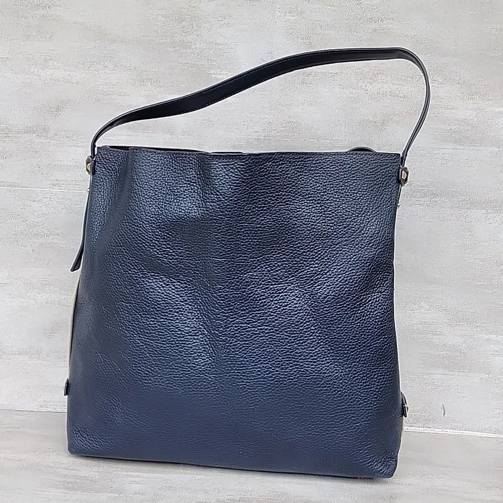 Michael Kors Griffin Admiral Blue Pebbled Leather Shoulder Hobo Bag